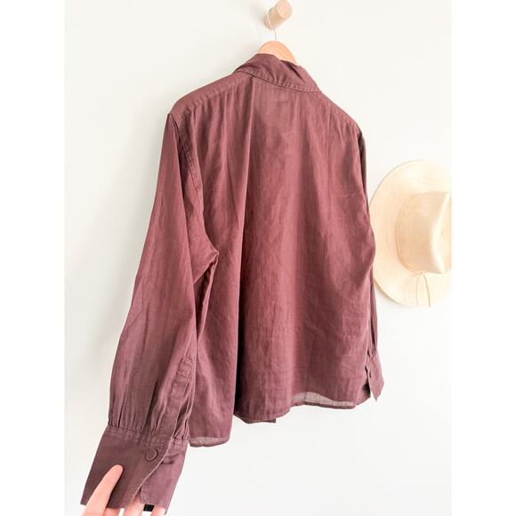 Madewell | NWT Utility-Pocket Button-Up Shirt in Chocolate Raisin Brown Sz L - Picture 11 of 11